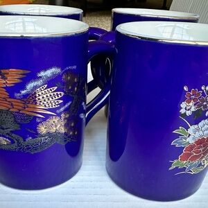 Set of 4 Cobalt Blue Japanese Cups